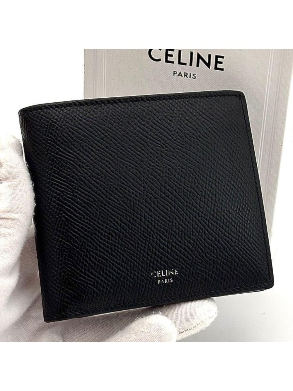 Celine Fold Wallet Bifold Black Billfold Coin Purse
